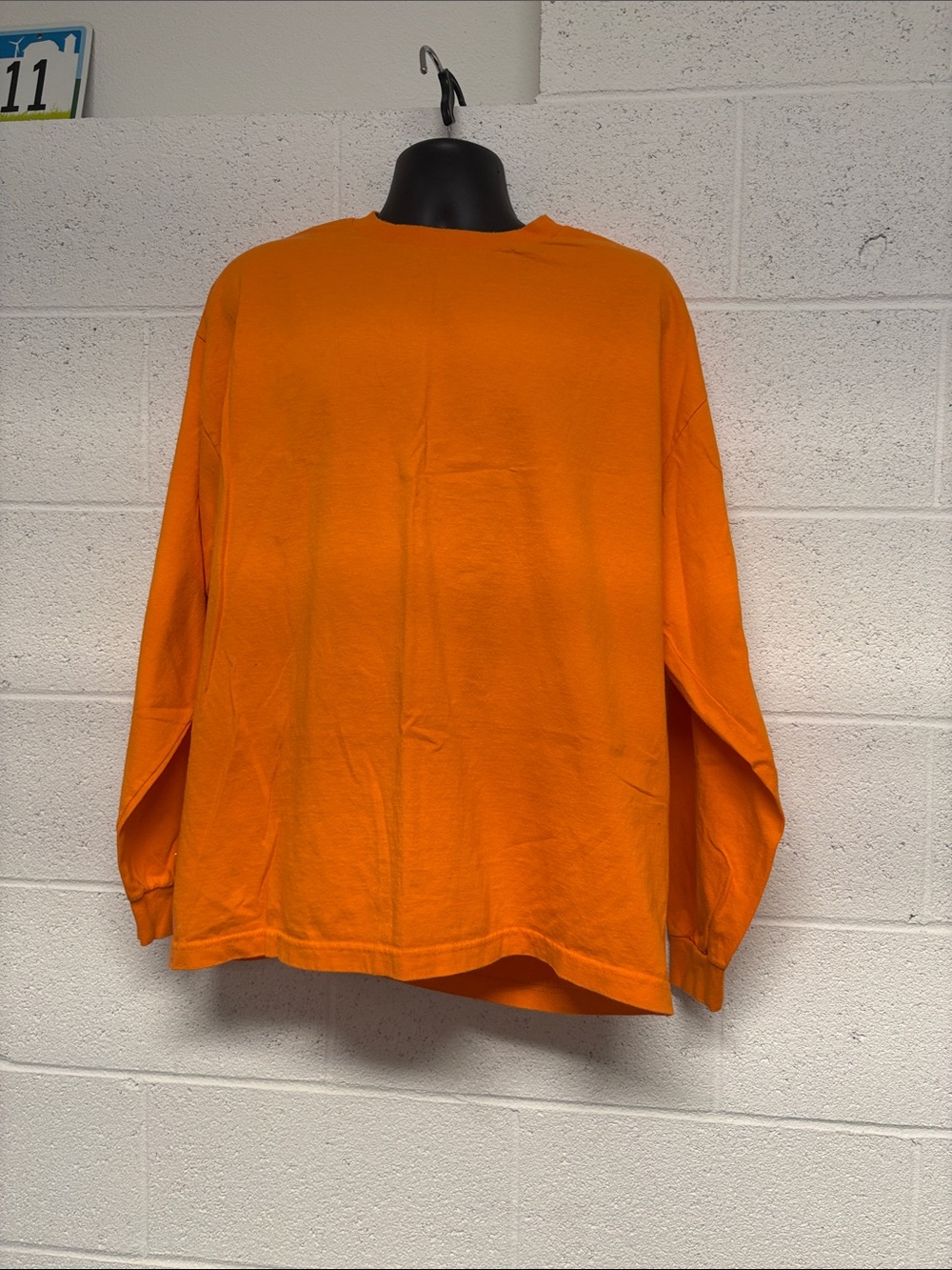 Men's Long-Sleeve Crewneck Shirt in Bright Orange